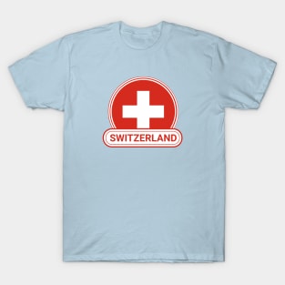 Switzerland Country Badge - Switzerland Flag T-Shirt